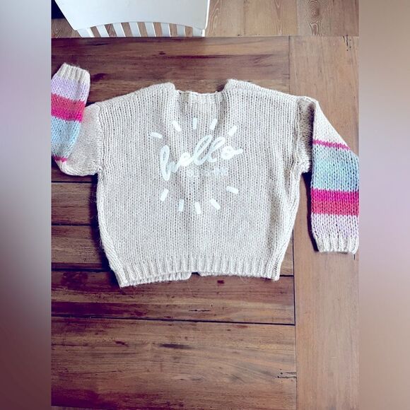 SALTWATER LUXE Colorful Knit Sweater with 'Hello SunShine” on back Design!  NWT! - Picture 3 of 8